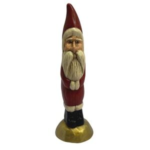 Vintage 1991 Slim Santa Claus Figurine Folk Art Christmas Decor 4.25 Inch